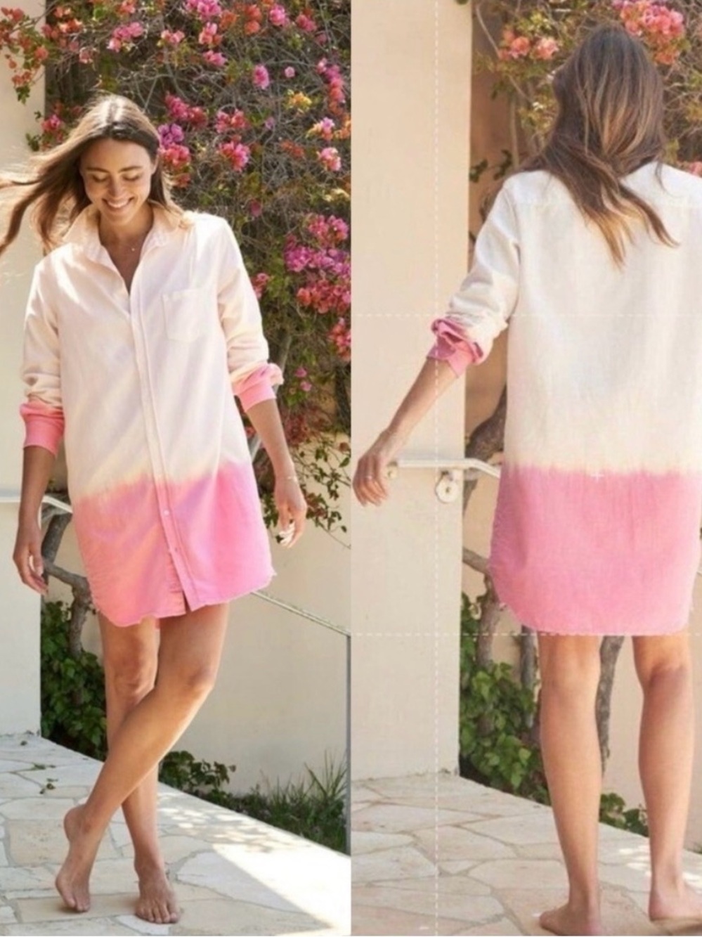 Frank & Eileen pink ombré “Mary” shirt dress in size small